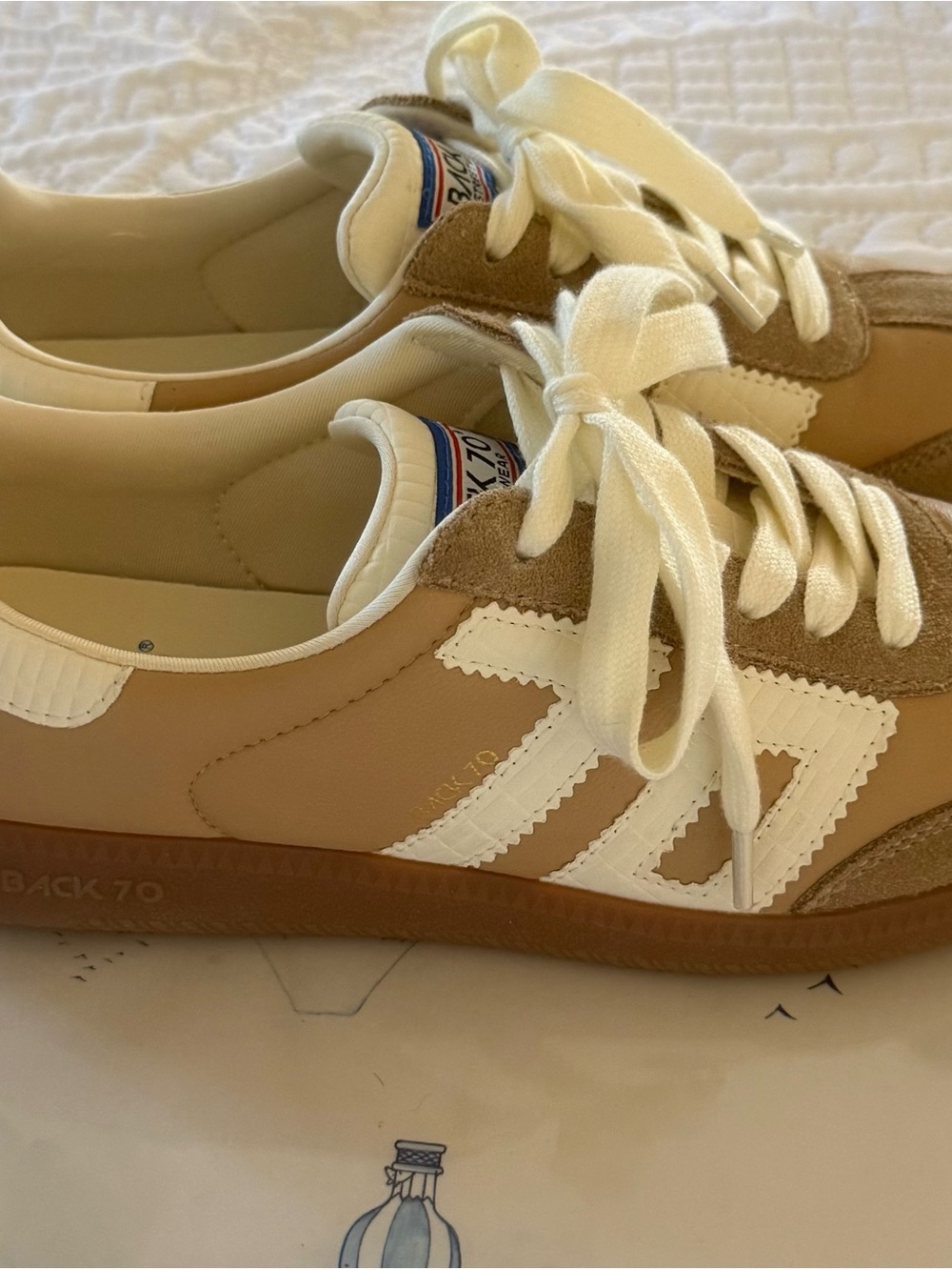 Back-70 Women's Tan and White Casual Sneakers